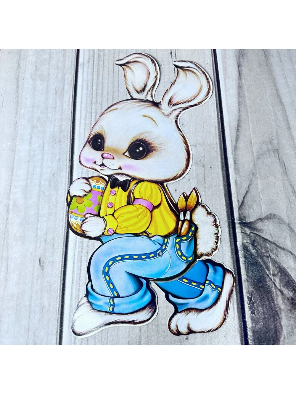 Vintage The Beistle Co. 1981 Die-cut Easter Jointed Cutout 15” Bunny & Egg